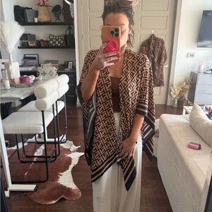 Designer Geometric Brown Cape